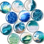 DARUITE 12Pcs Glass Fridge Magnets Refrigerator Magnets for Crafts Strong Magnets for Adults Small Magnets for Fridge Cute Magnets for Whiteboard Office Classroom Kitchen Dishwasher (Ocean)