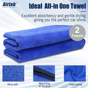 Airlab XXL Microfibre Car Cleaning Cloths 2-Pack – 90x60cm, 500GSM, Dual-Sided, Lint-Free