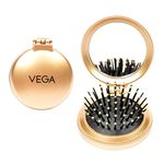 Vega Compact Folding Hair Brush, Mini Travel Pocket Tool for Women, Pop-Up Design for Wet & Dry Use, Small Flip Styling Accessory for On-the-Go Grooming (India's No.1 Hair Brush Brand, R2-FM)