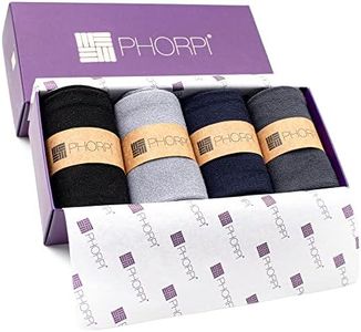 PHORPI Mens Bamboo Socks - Soft Top Anti Sweat Multicolour, 4 Pair 6-11 Multipack for Men's