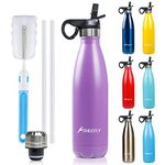 SHEEFLY Insulated Water Bottles with Straw-500ml Water Bottle Metal Water Bottles,BPA Free Leakproof Stainless Steel Water Bottles-Gym Running Sports Water Bottle for Kids Girls Boys adults