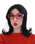 ALLAURA Linda Belcher Wig & Red Glasses — 100% Realistic Black Bob Wig for Women | Compatible with Bob’s Burgers Cosplay