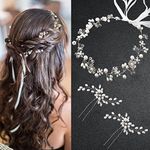 Bridal Wedding Headpieces,3 Pcs Wedding Tiara Bridal Flower Hair Accessories Wedding Hair Pins Set,Pearl Rhinestone Wedding Hair Piece Wedding Headband for Brides Bridesmaids Party Prom (Silver)