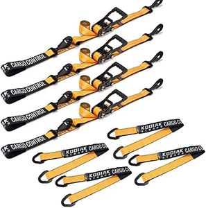 4 Pack Axle Tie Down Strap Combo with Snap Hook Ratchet-2 Inch x 114 Inch -Include 36” Axle Straps for Trucks- Heavy Duty 3333lbs Working Load KODIAK STRAPS