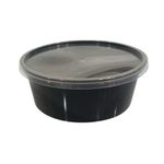 HRIDAY FOODS SERVING DIL SE- 300 ml Black Round Container with Air Tight Transparent Lid :Set of 25 Microwave Safe, Kitchen Storage, Reusable Plastic containers for Food delivery, Fridge Storage