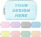 Vooruitgang 3-8PCS Personalized Seersucker Makeup Bag Embroidered with Text