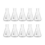 Bello Borosilicate 3.3 Glass Conical Flask 250ml Capacity, Narrow Mouth & Transparent Pack of 10