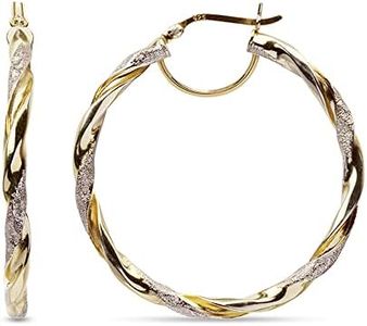 LeCalla Sterling Silver Jewelry Two-Tone Italian Design Hoop Earrings for Women 50 MM