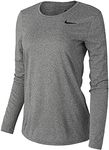 Nike Women's Legend L/S T SP20 TOP - Carbon Heather/Carbon Heather/Black - XL