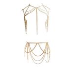 Sinkcangwu Sexy Body Chain Set Layered Necklace Bra Waist Chain Summer Fashion Bohemian Jewelry Suit for Beach Party Holidy, metal, Granite