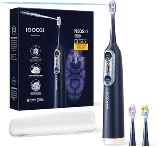 Soocas NEOS II Ultra – Electric Toothbrush with Water Flosser Combo, 3-in-1: Flosses, Vibrates and Oscillates, Flossing Toothbrush for Adults, Cordless Water Flosser for Travel, Midnight Blue
