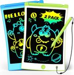 TEKFUN 2 Pack LCD Writing Tablet, 8.5inch Colorful Drawing Tablet for Kids, Erasable Drawing Board with Lanyard, Learning Toys Gifts for 3 4 5 6 7 Years Old Boys Girls Toddlers (SkyBlue*Green)