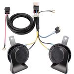 FARBIN 12V Car Horn Loud Electric Air Horn Train Horn kit for Truck with Relay Harness Horn for Car Truck SUV Motorcycle Boat (Black horn with wire harness, 12v)