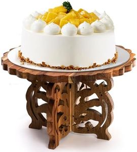 Eorbow 12" Wood Cake Stand, Acacia Wooden Rustic Cupcake Holder, Wedding Table Centerpiece Dessert Display Stand, Birthday Cake Pedestal for Tea Party Baby Shower