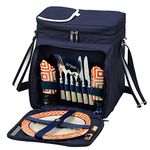 Picnic at Ascot Insulated Picnic Basket/Cooler Fully Equipped with Service for 2 - Orange/Navy