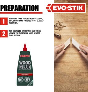 EVO-STIK Extra Strong Wood Glue 500ml – Fast Setting, Dries Clear