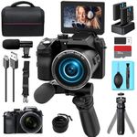 Monitech 64MP Digital Camera for Photography, 4K Vlogging Camera for YouTube with 3’’ Flip Screen,16X Digital Zoom,WIFI& Autofocus,Cameras Mic&Tripod,2 Batteries, 32GB TF Card（S200,Black,Mic）