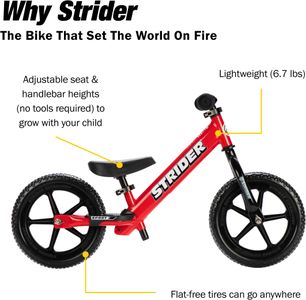 Strider 12 Sport Kids Balance Bike, Red – Ages 18 Months to 5 Years