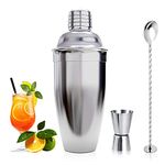 Cocktail Shaker, Cocktail Maker Set, Martini Drink Shaker, 750 ml Cocktail Shaker Strainer, Bartender Mixer Tool,Home Liquor Cobbler Shaker, Stainless Steel bar shakers for Cocktail Making kit Gift