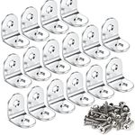 Teenitor 16 Pcs Corner Braces - 20x20mm 90 Degree Right Angle Brackets Fastener Stainless Steel L Shaped Corner Bracket with 32 Pcs Screws Brace Corner Steel Joint Silver