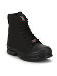 Liberty HUNTER-BOT Lacing Safety Shoes For Men | Ankle Black Canvas Jungle King Hunter Boots | Anti-Skid | Comfortable & Lightweight PU Sole | Shock Absorber (10 UK-Black)