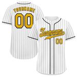 coolcustomize Custom Men’s Baseball Jersey Button Down Hip Hop Sports Shirt Personalised Stripe Softball Training Jerseys Uniform Stitched/Printed Name/Number for Woman Youth White