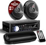 Pyle Marine Stereo Radio Receiver Speaker Kit - 200W Wireless Receiver and 150W Waterproof 6.5” Speakers, Hands-Free Talking, CD/MP3/USB/SD Player, AM/FM Radio, for Boat & Off-Road Vehicles