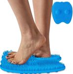 Shower Foot Scrubber Mat - Regular Foot Scrubber for Shower Floor - Foot Massager for Plantar Fasciitis & Sore Feet Relief - Non-Slip w/Suction Cups (Blue)