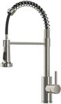 FORIOUS WELS Kitchen Tap with Pull Down Sprayer, Stainless Steel Kitchen Tap, Utility Single Handle Spring Sink Taps, Kitchen Taps for Farmhouse Camper Laundry Rv Bar