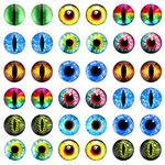 20PCS 25mm Large Glass Dragon Eyes Gem Cover Cabochon Eyes, Mixed Style Glass Doll Dragon Eyes Flatback Evil Eyes for Clay Doll Making Sculptures Props Craft DIY Findings