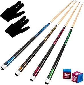 Horse Billiard Cue 58 Inch Billiard Cue Pool Cue Sticks Set of 4 13 mm Tips for Billiard Table Sports