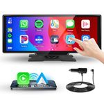 Podofo 10.3" Carplay Screen for Car, Portable Android Auto Car Stereo HD IPS Touch Screen,Wireless Car Play Screen with Telescopic Support GPS Navigation & Voice Control, Mirror Link,Bluetooth,AUX