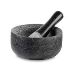 Velaze Large Mortar and Pestle Set, 100% Granite, Natural Unpolished, Herb Crusher, Spice Grinder, Stone Grinder Bowl for Making Guacamole and Pesto, 6.3 Inch Pestle Size