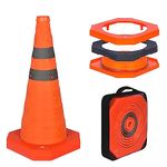 Safety Cone with Weighted Base 18 Inch-1 Pack Collapsible Traffic Cone Pop Up Reflective Construction Cones with 2 High-Intensity Grade Reflective Stripes (1, 18 Inch with Weighted Base)