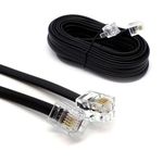 Multybyte Telephone Line Extension Cord Cable 3 Meter, Phone Cord, Modular Jack Ends, Works for Phone, Modem or Fax Machine, for Use in Home or Office, Black Colour,