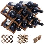 Wooden Wine Rack, 2 Pack Small Foldable Wine Racks, Countertop Wood Wine Bottles Storage Holder, Horizontal Wine Display Organizer for Cabinets Kitchen Counter Bar Collection -Up to 20 Bottles