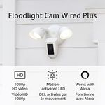 Ring Floodlight Cam Wired Plus, White with Ring Video Doorbell, Satin Nickel