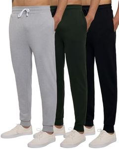 Real Essentials Big & Tall King Size Mens Joggers Sweatpants Fleece Pants Sweat Clothing Pockets Baggy Elastic Cuffed Workout Bottom Athletic Soft Warm Winter Gym Active, Set 3, 4X Tall, Pack of 3