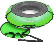 Ultimate Towable Snow Tube Sled with Heavy Duty Cover | Designed for Thrilling Winter Adventures | Made in The USA for Durability and Safety on Snowy Slopes 60" Green (Deluxe Edition)