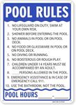 Pool Rule Sign - Large 10" x 13" Weather-Resistant Metal Swimming Safety Sign with Pre-Drilled Holes, Suitable for Pools & Water Parks (10 Rules)