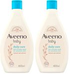 Aveeno Baby Daily Care Hair and Body Wash (2 x 400 ml), Tear-Free Baby Wash with Gentle Fragrance with Collodial Oatmeal, Gently Cleanses and Leaves Skin Feeling Moisturised, For Sensitive Skin