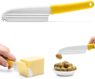 Dreamfarm Knibble Lite | Non-Stick Cheese Knife with Stainless Steel Forks | Multi-Functional Kitchen Knife with Unique Ridged Blade | Perfect for Slicing, Spreading and Serving | Yellow