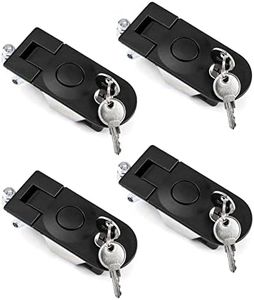 QWORK Large Lever Hand Operated Compression Latch, 4 Pack Keyed Alike 13/16" Adjustable Lever Flush Mount Trigger Latch Key Locking for Cockpit Floor Door Cabinet, Black Powder Coated MS609-1