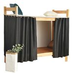 Teanea Bottom Bunk Bed Blackout Curtains Canopy Single Size Twin Size, 2 Panels, Black