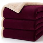 BSB HOME Ultra-Soft Flannel Sherpa Blanket for Double Bed | 500 GSM | Premium Warm & Cozy Winter Blanket | Reversible Dual-Layer Flannel and Sherpa – Maroon & Beige Weight - 3.2 KG