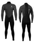 Matai Wetsuits Mens 3/2mm Neoprene Super Stretch Back Zip Full Length Wetsuit for Surfing Swimming SUP Canoe Kayak Sailing Windsurfing (MT, Black/Grey)