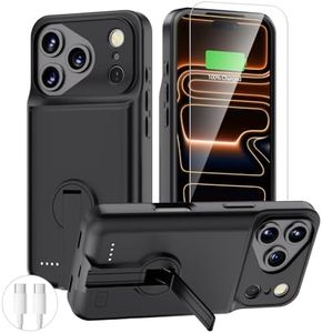 BOPPS Battery Case for iPhone 17 Pro with Stand,Ultra Slim 8500mAh Portable Rechargeable Strong Protective Extended Charger Cover for iPhone 17 Pro Charging Case-6.3inch Black