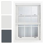 FURNISHED White Faux Wood Venetian Blinds 50mm Easy Fit Trimmable Child Safe Home Office Window Blinds, 45cm x 150cm