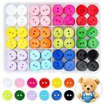 300 Pcs Mixed Buttons Round 12 Color Resin Button Sewing Craft Buttons with Storage Box for Sewing Knitting Arts Crafts DIY Handmade, 15mm 2 Holes