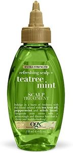 OGX Extra Strength Refreshing + Invigorating Teatree Mint Dry Scalp Treatment with Witch Hazel Astringent to Help Remove Scalp Buildup, Paraben-Free, Sulfate Surfactant-Free, 4 fl oz